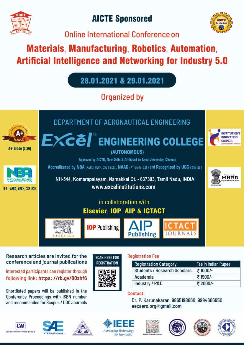 Online International Conference on Materials, Manufacturing, Robotics, Automation, Artificial Intelligence and Networking for Industry 5.0 ICM RAIN 2021